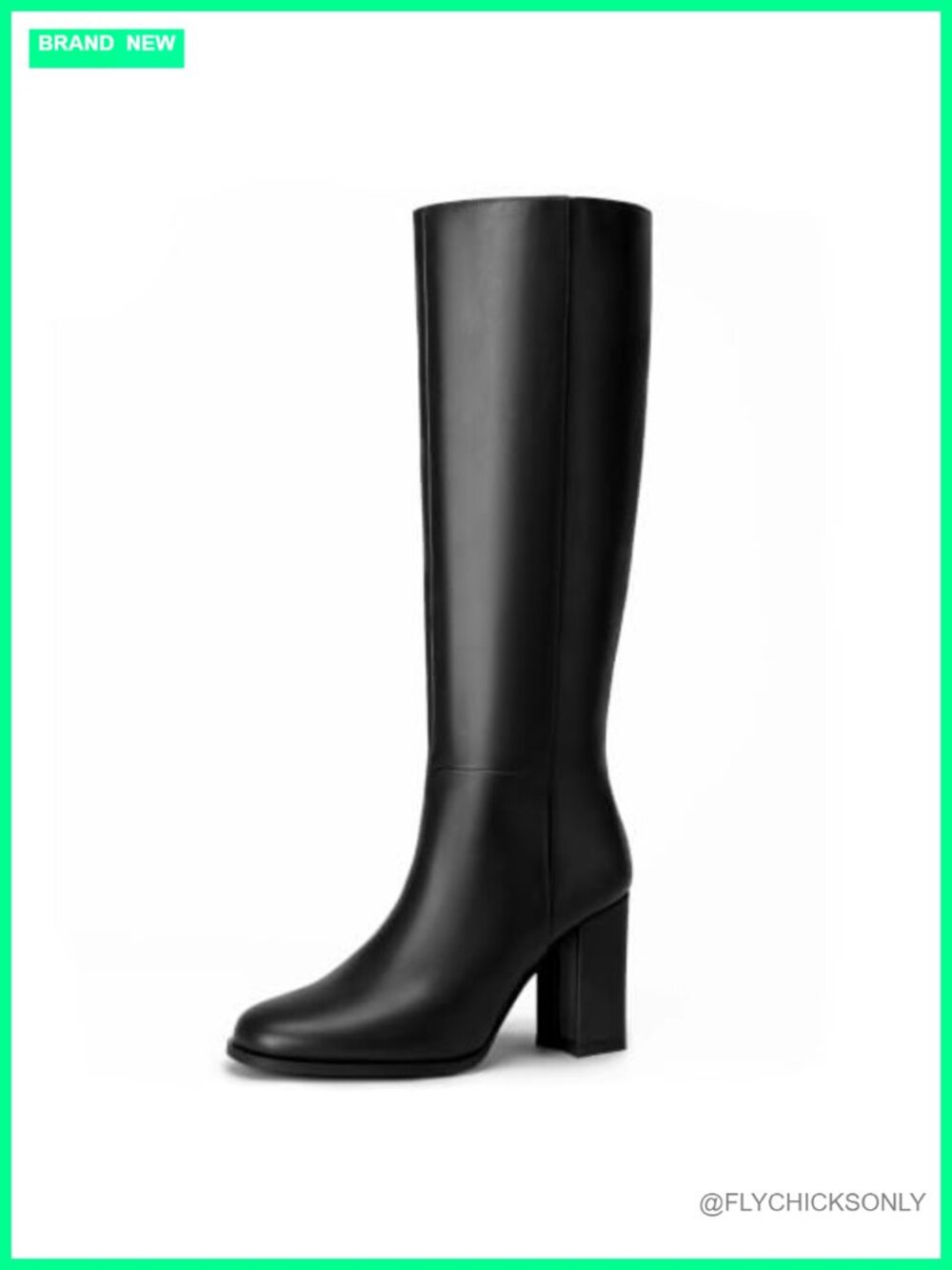 Knee High Round Toe Block Chunky Heeled Dress Boots